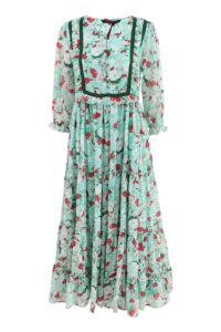 فستان نسائي أبيض وأخضر